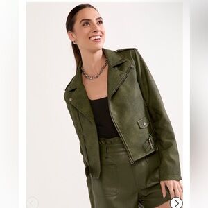 Emma Cropped Faux Leather Moto Jacket